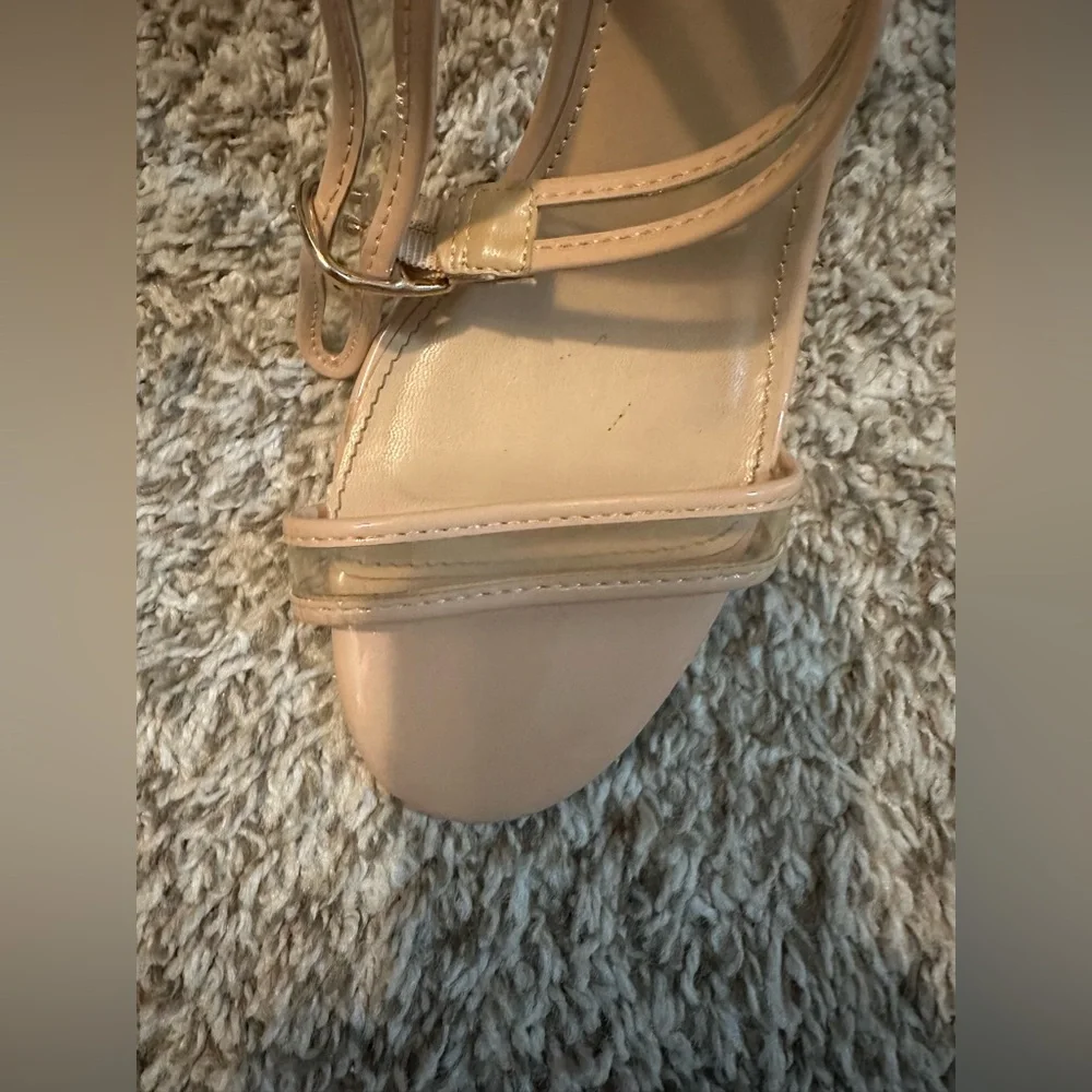 Charlotte Russe Ankle Strap Nude Wedge Heels